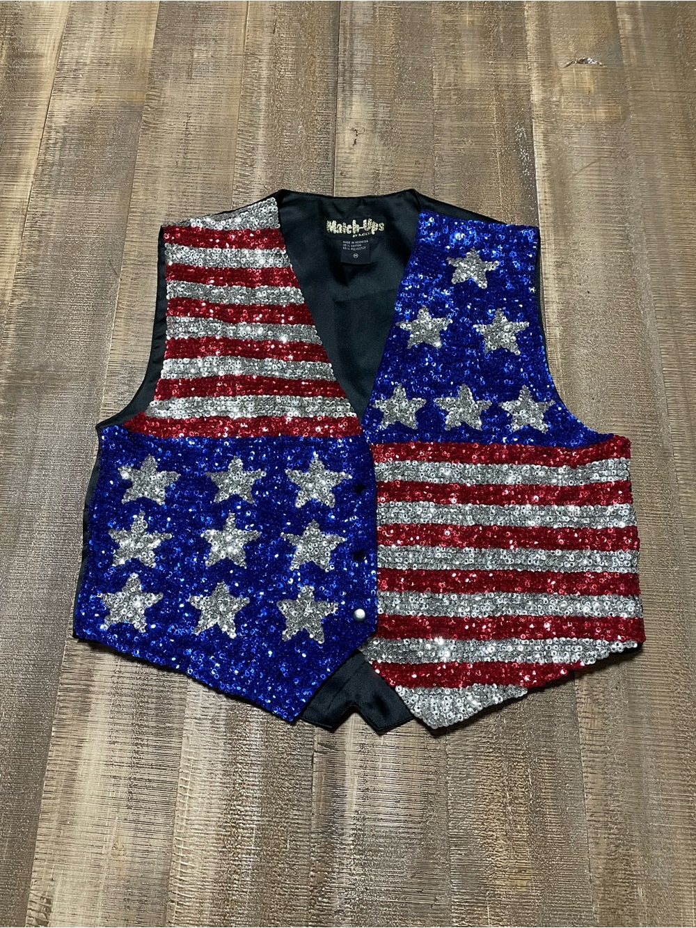 Match Ups Vintage Sequin Vest - Red, Blue, Silver